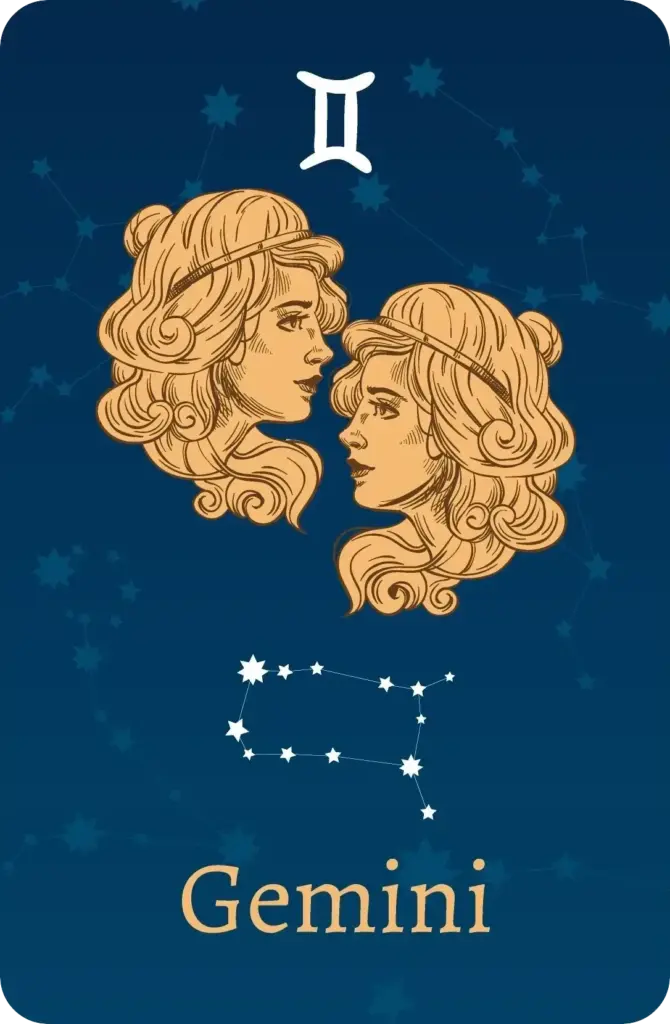 Znak zodiaku Bliźnięta z reprezentacją gwiazd