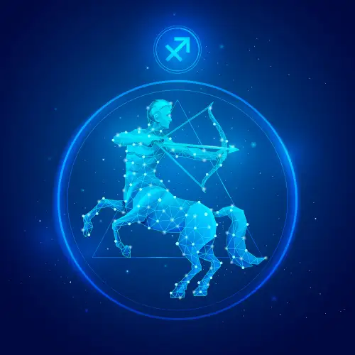 Przedstawienie znaku zodiaku Strzelec wraz z symbolem