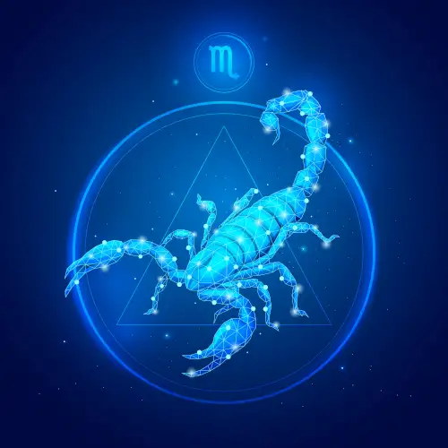 Przedstawienie znaku zodiaku Skorpion wraz z symbolem