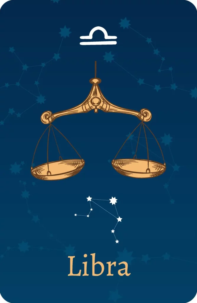 Znak zodiaku Waga z reprezentacją gwiazd