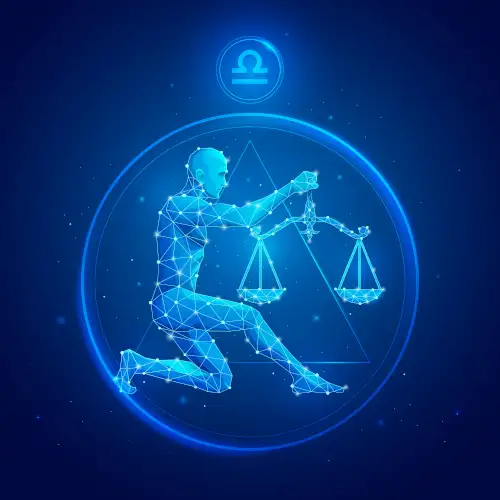 Przedstawienie znaku zodiaku Waga wraz z symbolem