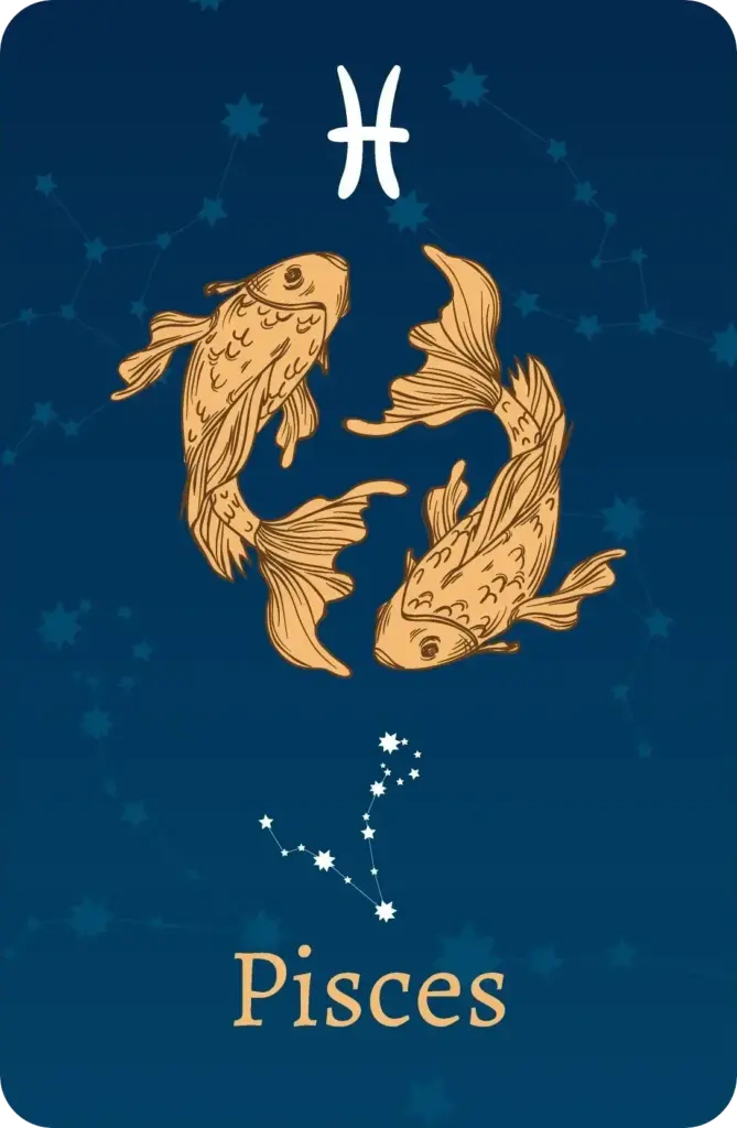 Znak zodiaku Ryby z reprezentacją gwiazd